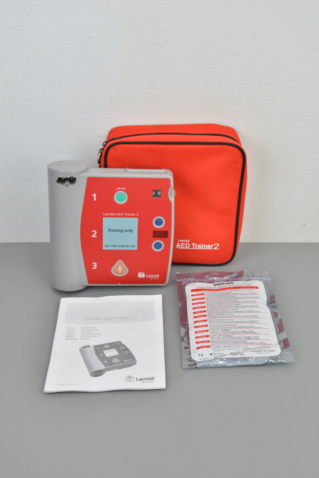 New Laerdal AED Trainer 2 w Philips HeartStart Adult Training Pads