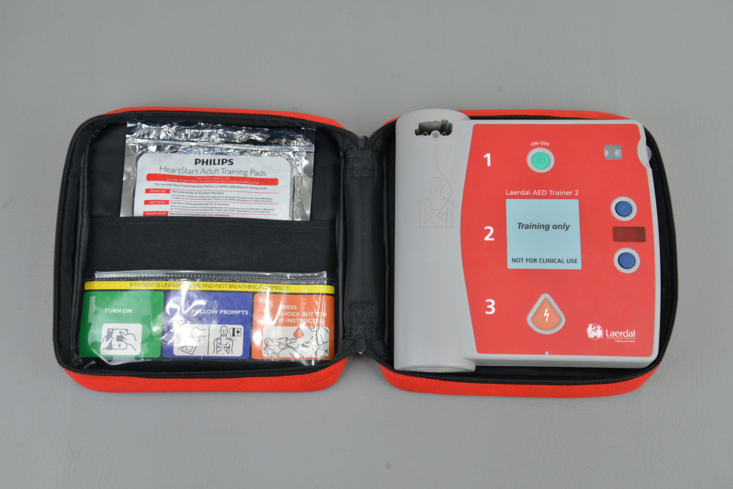 Laerdal AED Trainer 2 w Philips HeartStart Adult Training Pads Rhino