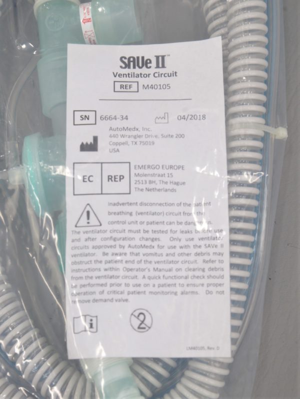 New Lot of 22 AutoMedx SAVe II Ventilator Circuit REF M40105 Rhino