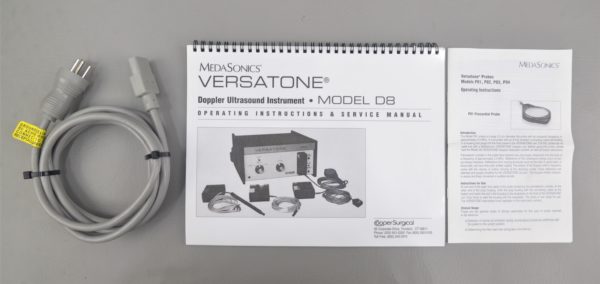 MedaSonics D8 Versatone Doppler Ultrasound System w/ P82 8MHz & P84 5.3MHz Probe