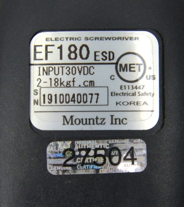 Mountz E-DRIVE EF180 ESD Electric Screwdriver 2-18 kgf.cm