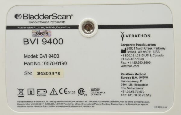 Verathon Bladder Scan BVI 9400 0570-0190