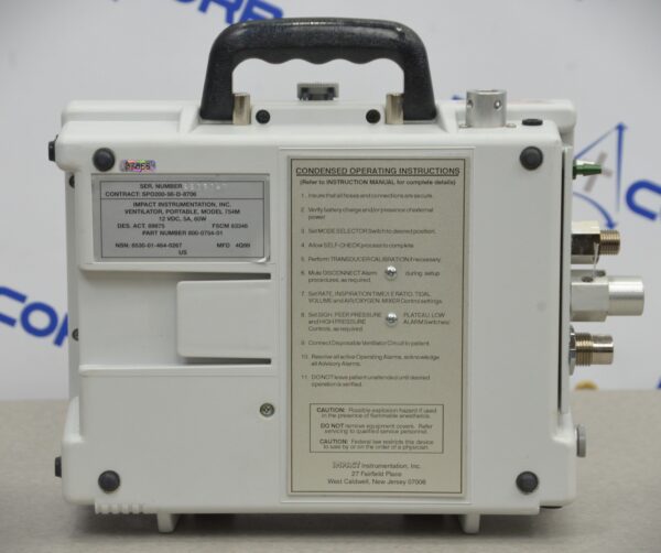 Impact Eagle Uni-Vent 754M Portable Self-Contained Ventilator System W/ Case