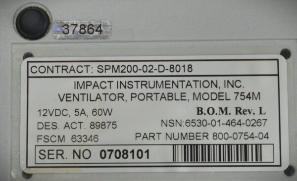 Impact Eagle Uni-Vent 754M Portable Self-Contained Ventilator System W/ Case