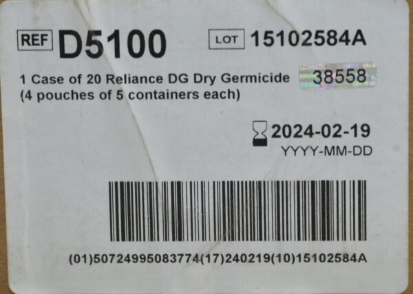 Steris Reliance GD D5100 Dry Germicide Powder EXP. 2024-02-19 Case of 20