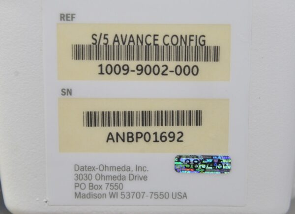 GE Datex Ohmeda S/5 Avance 1009-9002-000