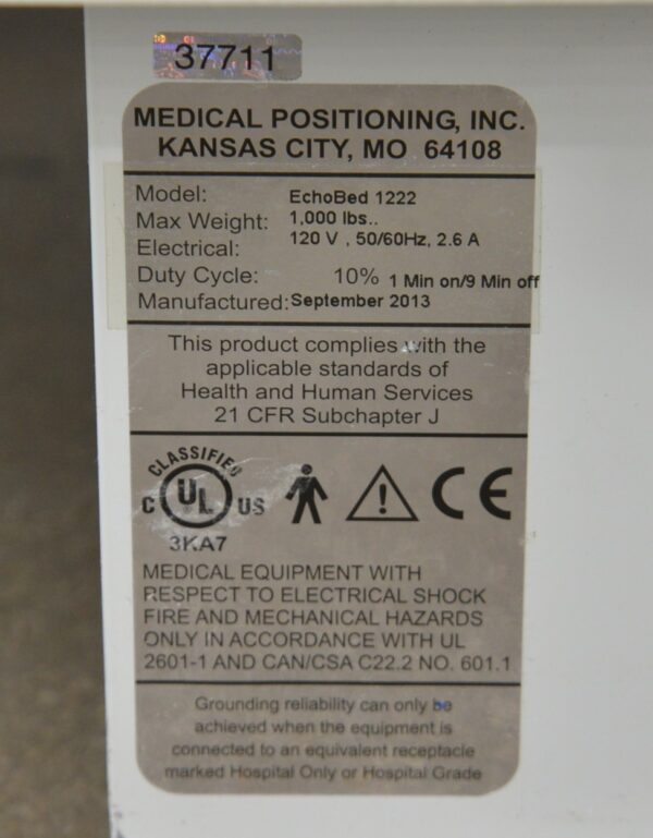 Medical Positioning MPI EchoBed 1222 W/ Hand Remote