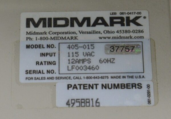 Midmark Ritter 405-015 Barrier Free Hi-Low Power Exam Table W/ Hand Controller