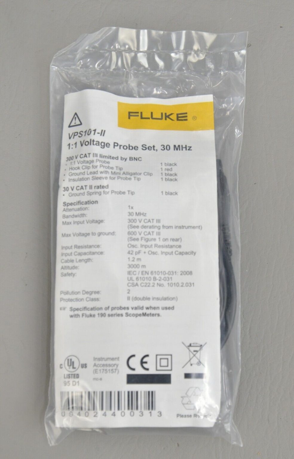 New Fluke VPS101 Test Probe Lead Assembly Rhino Trade LLC