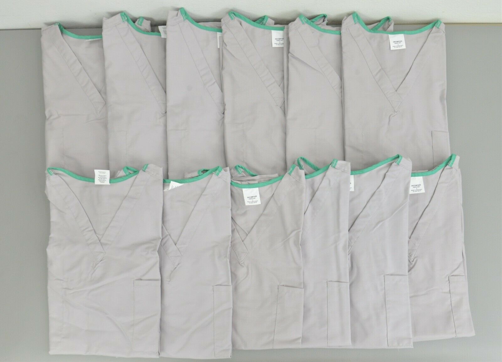 New Lot of 12 ENCOMPASS Large Gray V-Neck Short Sleeve Scrub Top 46856-SG7  – Rhino Trade LLC