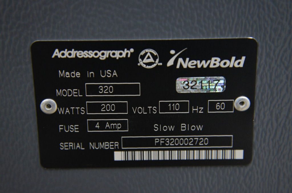 NewBold 320 Addressograph Electric Dog Tag Embosser V1.46 w/ Keyboard