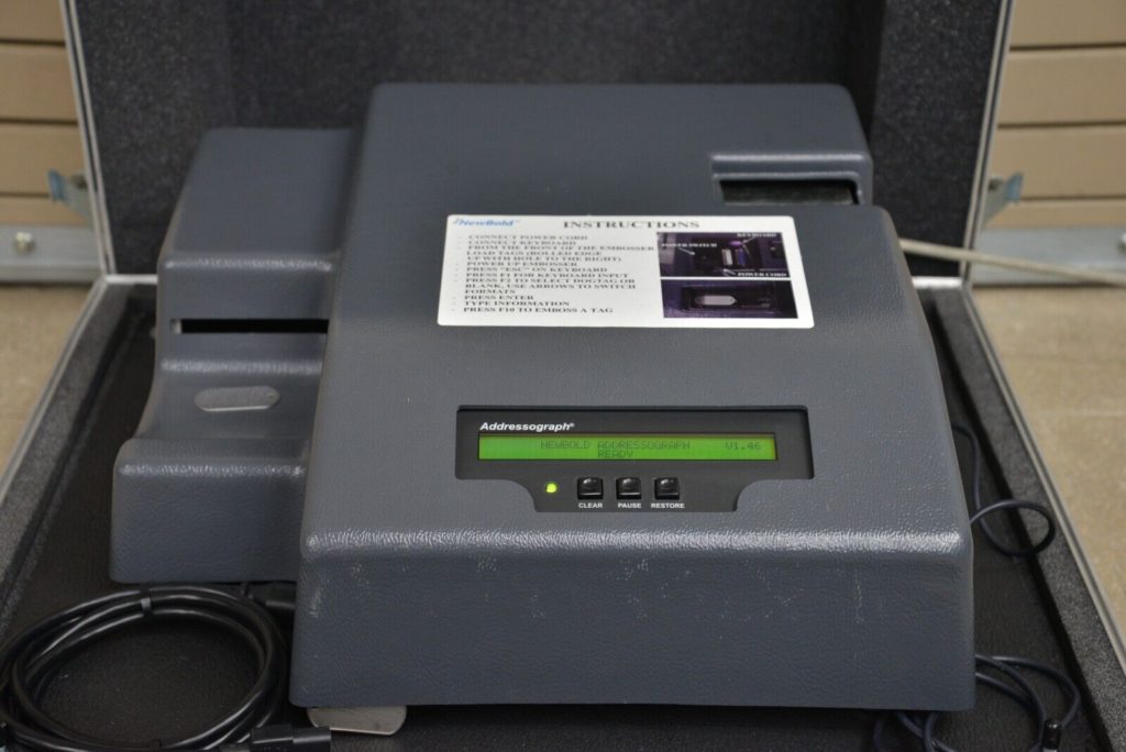 NewBold 320 Addressograph Electric Dog Tag Embosser V1.46 w/ Keyboard