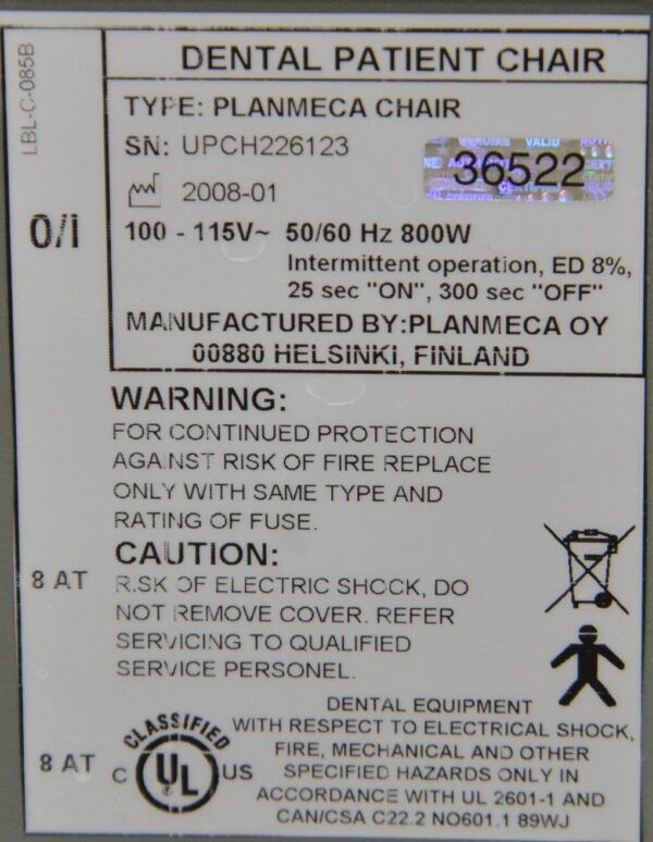 Planmeca Ergonomic Dental Patient Chair W/ Exam Light