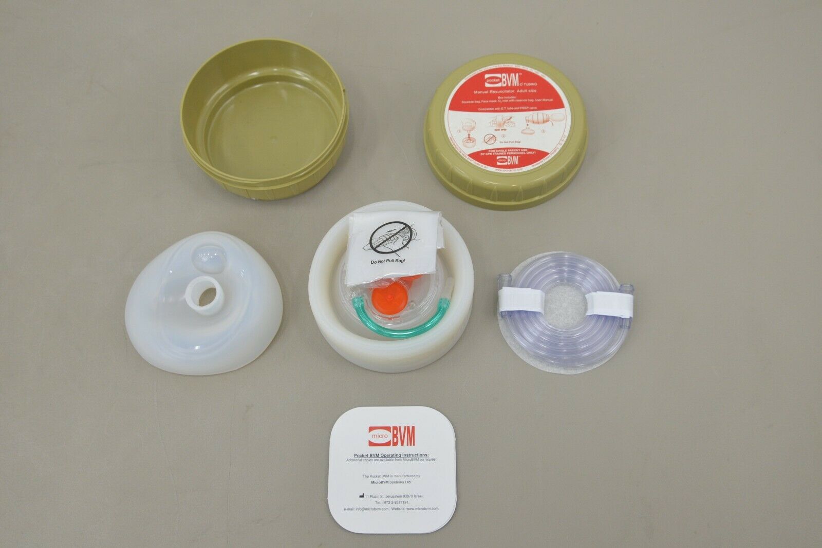 Pocket BVM Bag Valve Mask Resuscitator CPR O2 Tubing Oxygen Ambu IFAK EMT EMS 