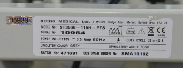 Seers Medical ST3568-115H-PFS 3 Section Therapy Couch Table