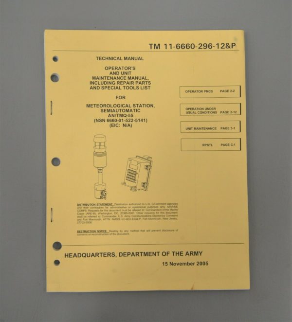 Smiths Detection AN/TMQ-55 Semiautomatic Meteorological Station 6660-01-522-5141