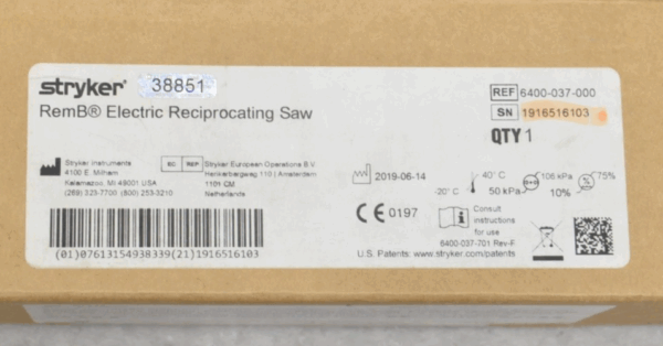 Stryker RemB Electric Reciprocating Saw 6400-037-000