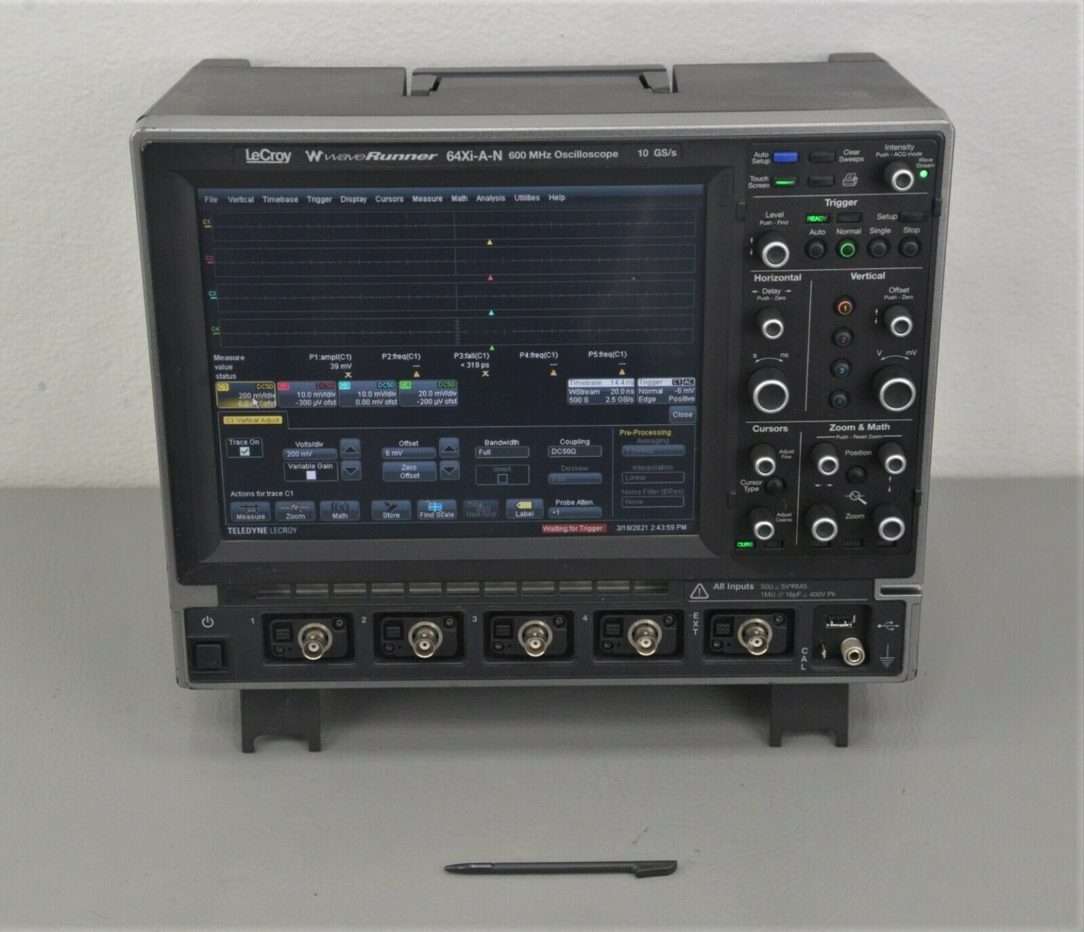 Teledyne LeCroy WaveRunner 64Xi-A-N 600 MHz Oscilloscope 4 Channel 10