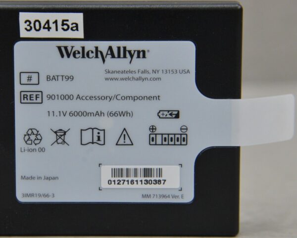 Welch Allyn BATT99 901000 Rechargeable Li-ion Battery Pack 11.1V