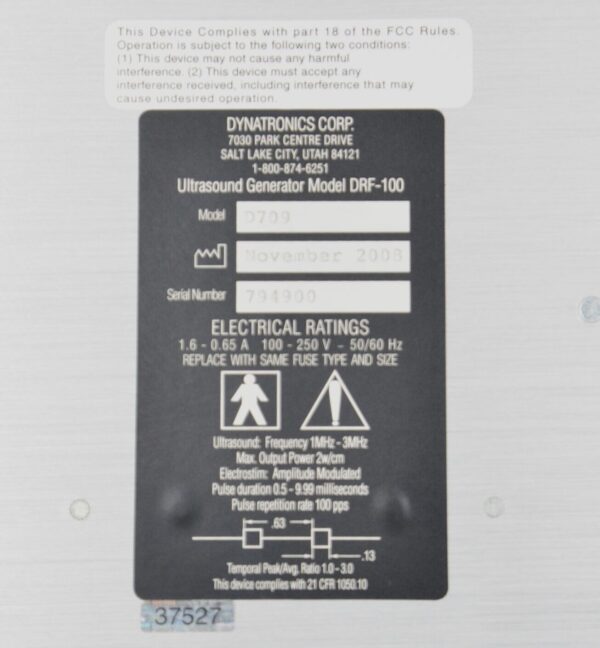 Dynatronics Dynatron Solaris 709 Series Ultrasound Unit D709 2008