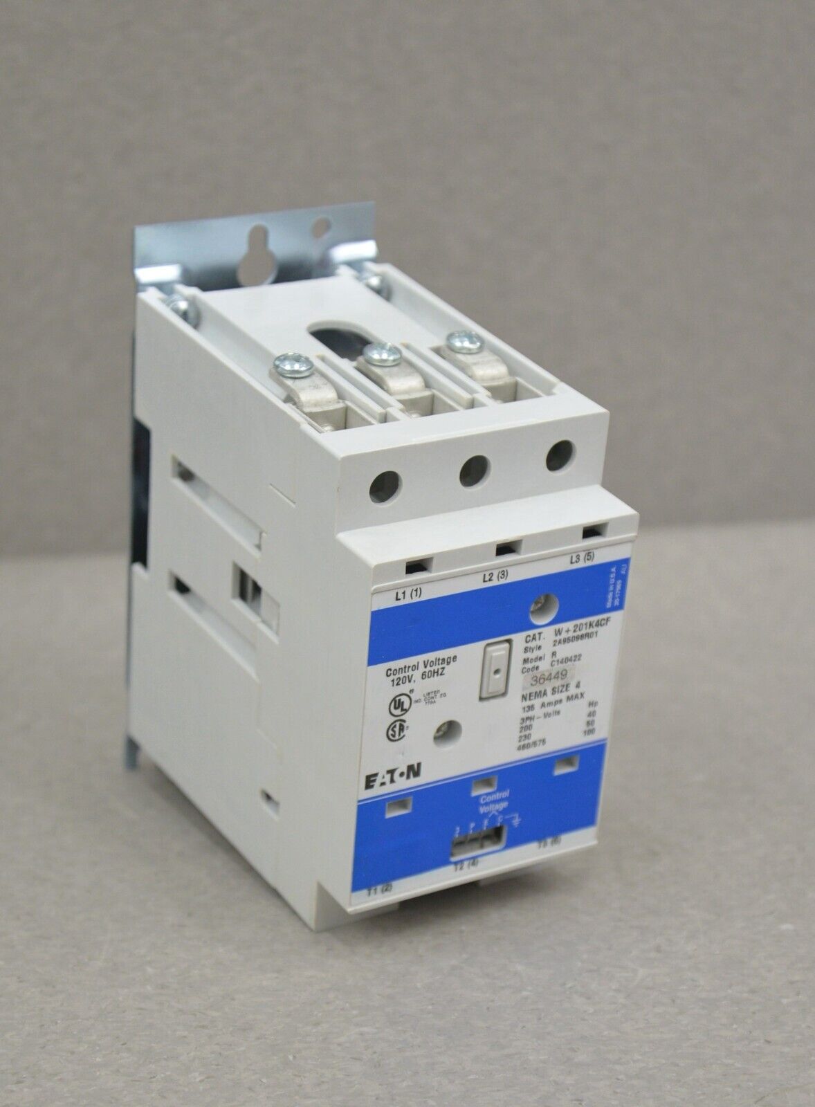 EATON W+201K4CF 3Phase Size 4 Magnetic Advantage Starter Contactor Coil 120V