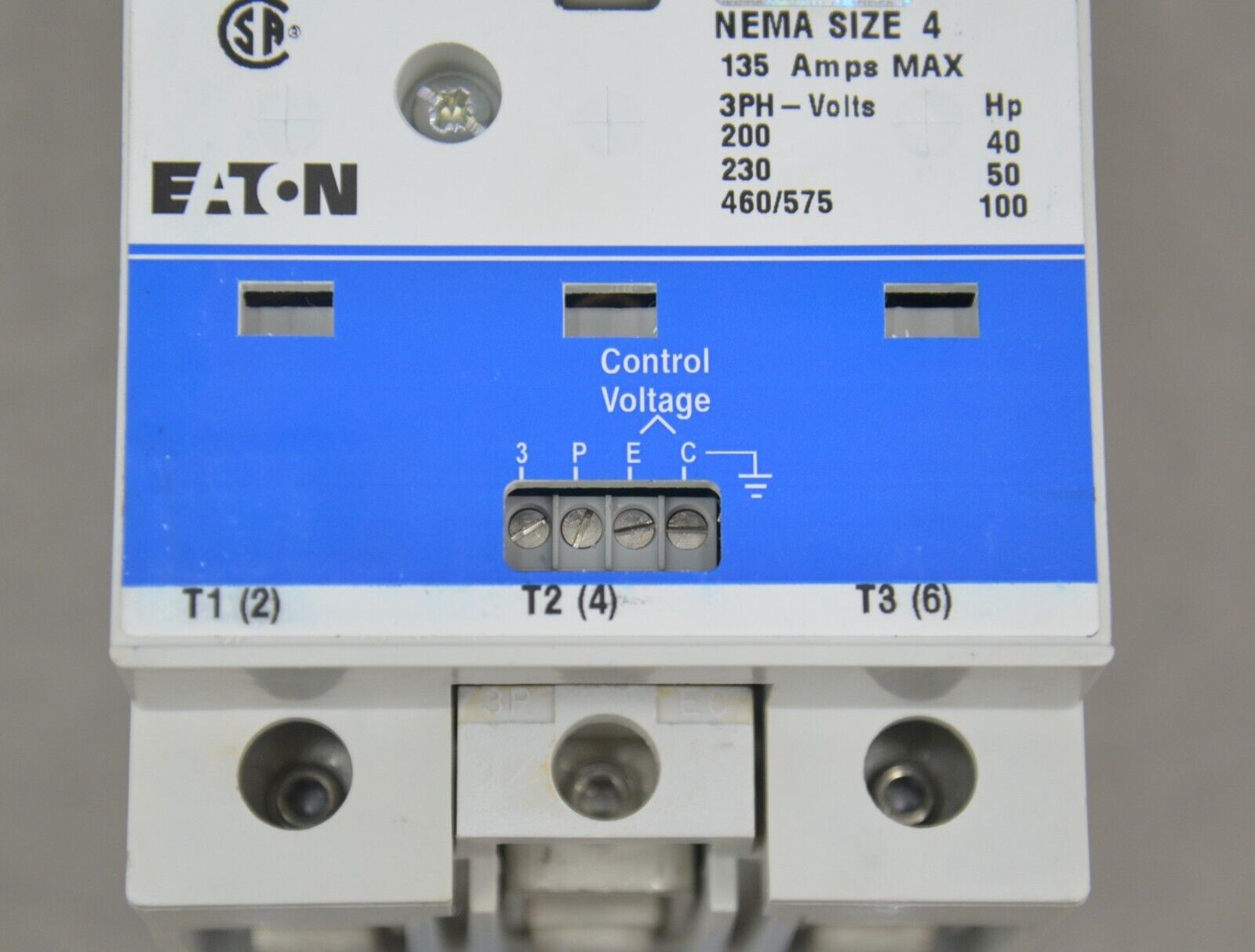 EATON W+201K4CF 3Phase Size 4 Magnetic Advantage Starter Contactor Coil 120V