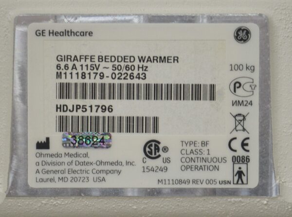 GE Healthcare Giraff Ires Bedded Baby Warmer Masimo SpO2 1502 T-Piece Blender & Scale