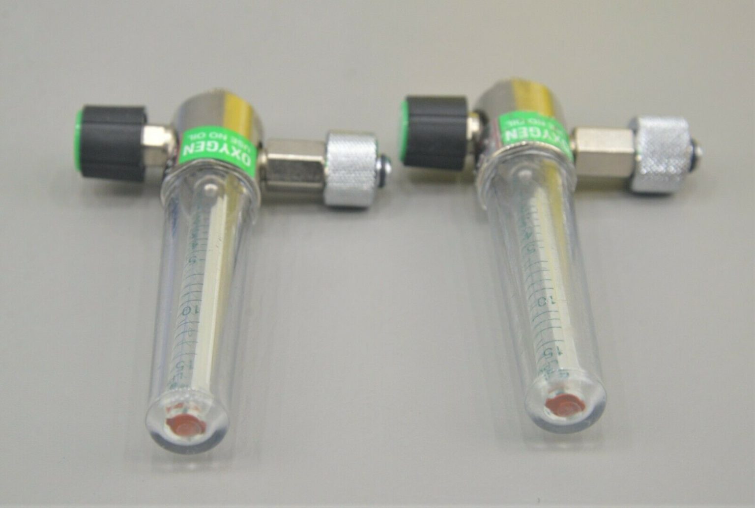 Lot of 2 Allied Timeter Sure Grip Oxygen Flowmeter 015 LPM Flow Range