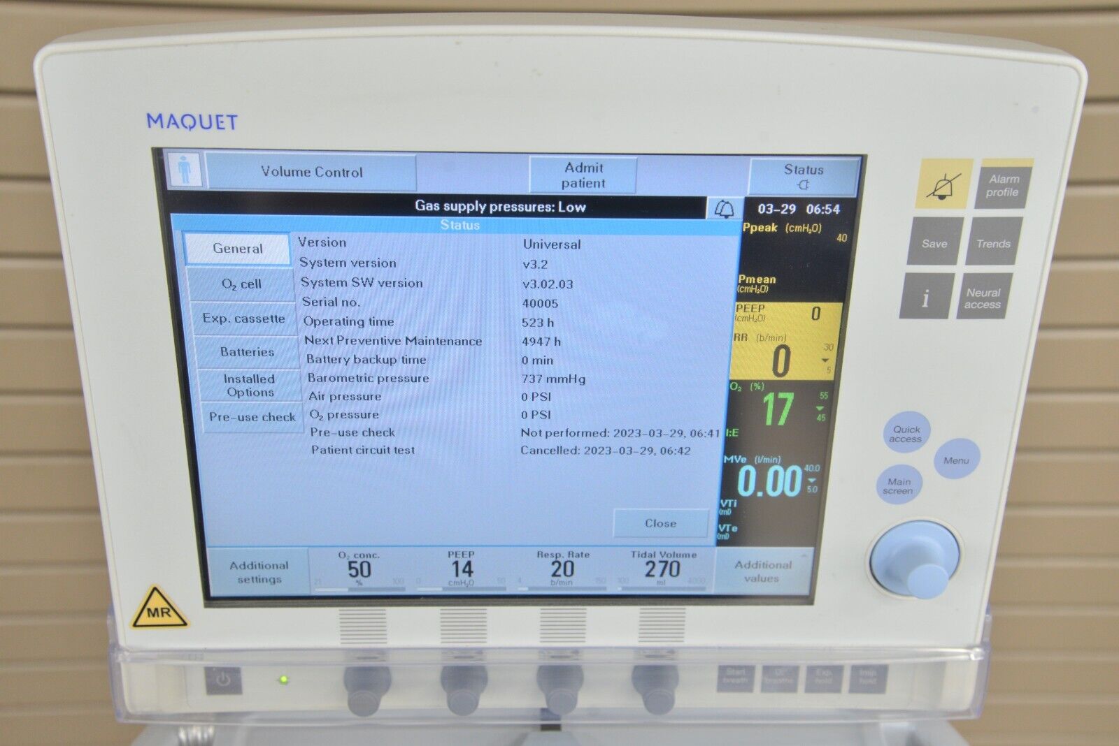 Replacement for Maquet Servo-i Ventilator touch screen with Front