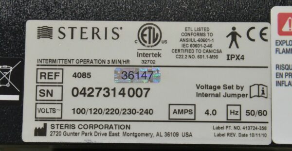 STERIS 4085 General Surgical Table W/ Remote