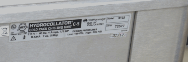 Chattanooga Hydrocollator ColPac C-5 Cold Pack Chilling Unit 3102