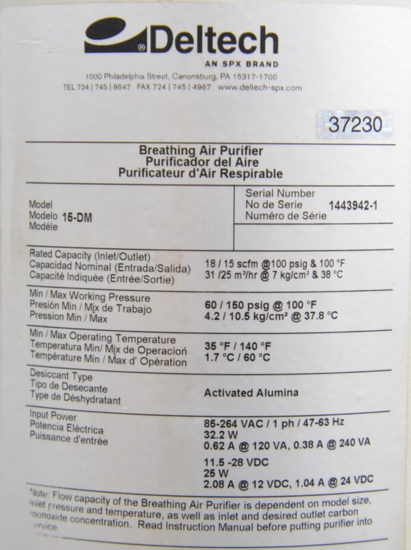 Deltech Del-Monox 15-DM Breathing Air Purifier