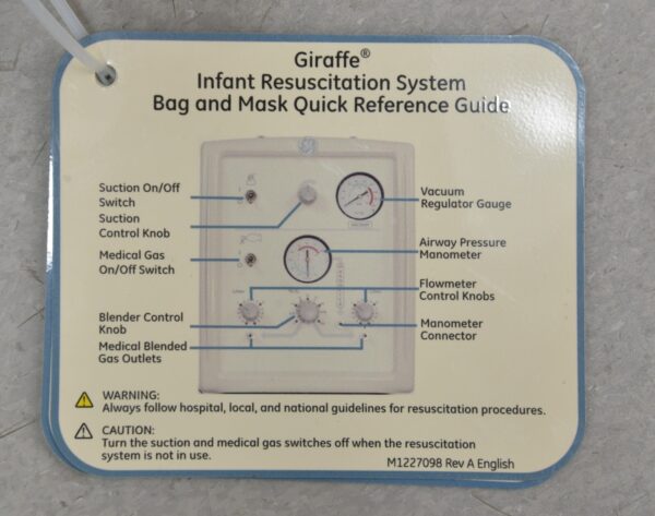 GE Giraffe Stand-Alone Infant Resuscitation System 2082663-002-403178