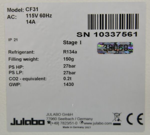 Julabo CF31 Cryo-Compact Refrigerated & Heating Circulator