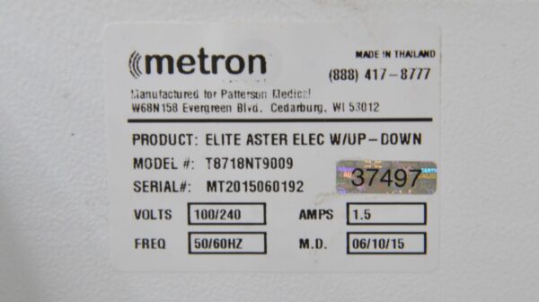 Metron Elite Aster 3-Section Treatment Table T8718NT9009 Bar Activated