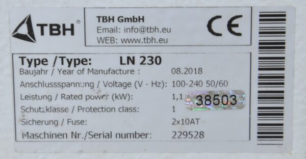 TBH LN 230 Commercial Fume Extraction System