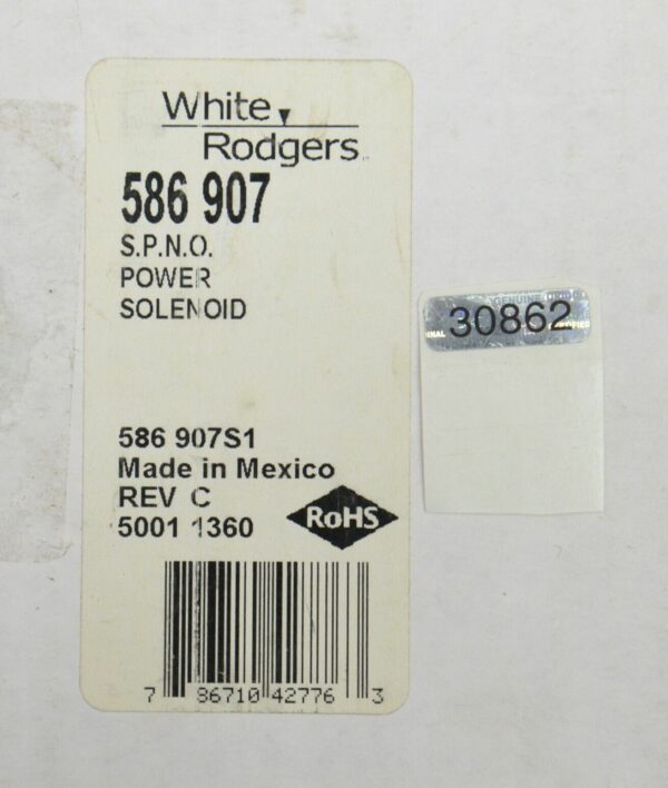 White Rodgers SPNO DC Power Solenoid 48V. D.C. Coil 586-907