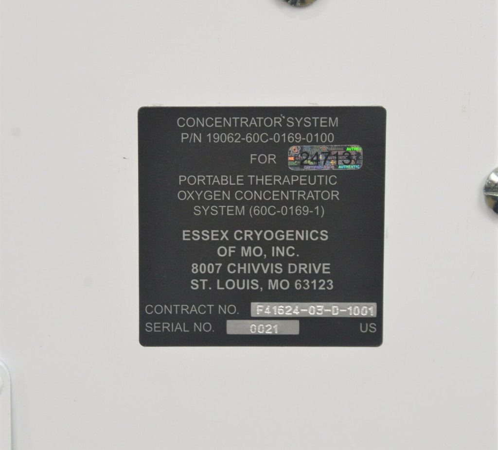 Essex Cryogenics PTOCS Portable Therapeutic Oxygen System w/ Compressor