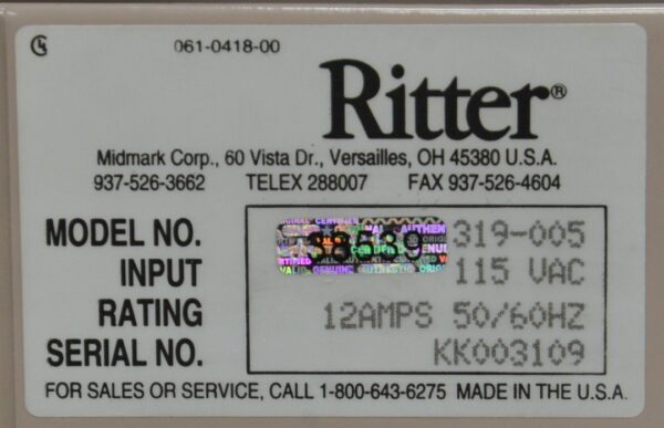 Midmark Ritter 75 Evolution 319-005 Powered Exam Chair W/ Foot Switch