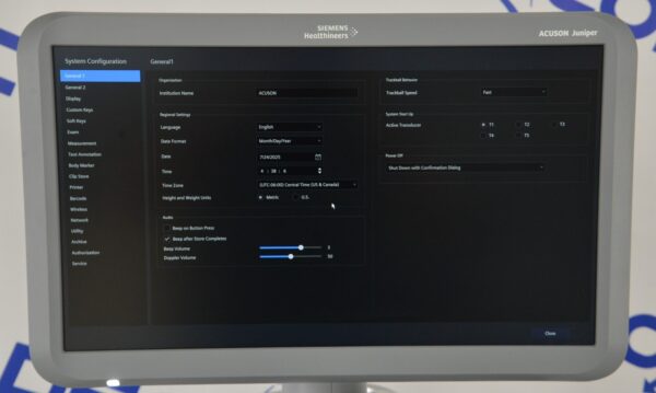 Siemens Acuson Juniper Ultrasound System 11335791 2019 W/ 10MC3 & 5C1 Transducers