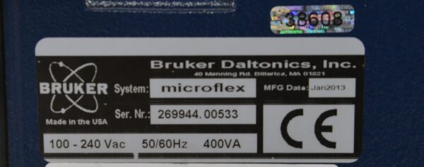 Bruker Daltonics Microflex LT Benchtop Mass Spectrometer W/ HP Z440 Computer