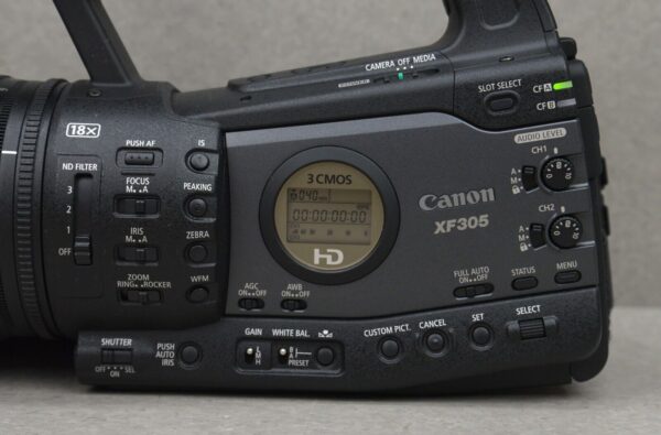 Canon XF305 A HD Professional Camcorder W/ Batteries, Charger & Carrying Bag