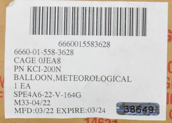 Lot of 24 Cases Kaymount KCI-200N Meteorological Balloon 200g EXP. 03/24