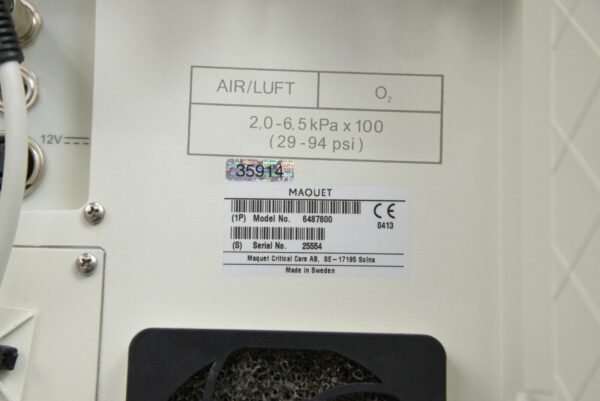 Maquet 6487800 Servo-I Critical Care AB Ventilator 6449701 W/ 6696947 Cassette