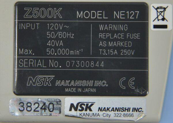 NSK Nakanishi Z500K NE127 Electric Dental Motor