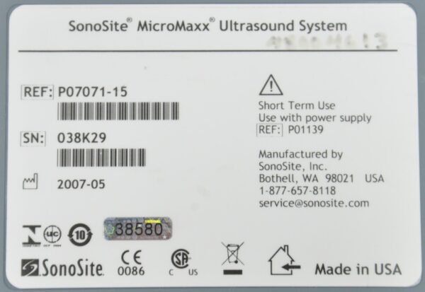 SonoSite MicroMaxx Portable Ultrasound System W/ Triple Transducer Connector & Rolling Cart