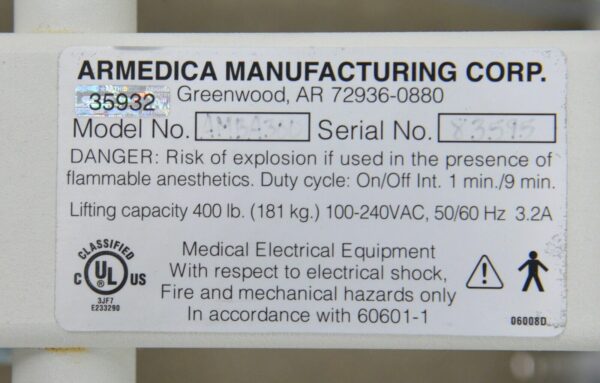 Armedica AM-BA300 Bar Activated Hi-Lo Treatment Table