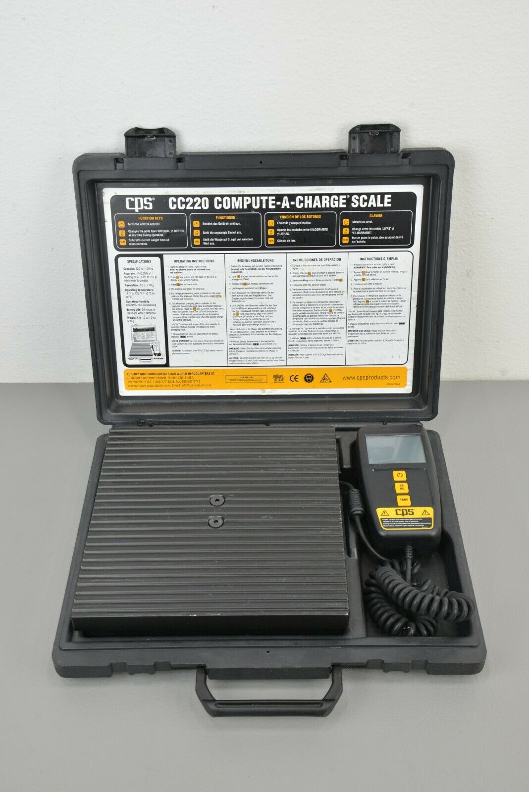 220lb CPS CC220 Compute-A-Charge® High Capacity Refrigerant Charging Scale 