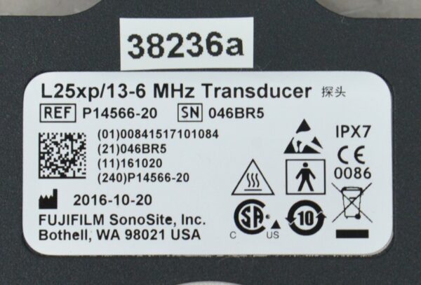 FujiFilm SonoSite X-Porte L25xp/13-6 MHz Linear Array Ultrasound Transducer P14566-20
