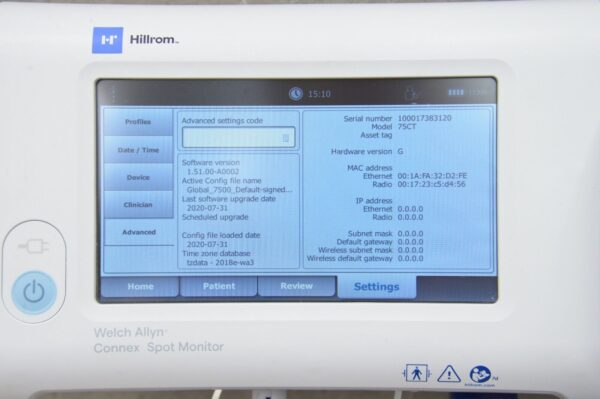 Hillrom Welch Allyn Connex Spot Vital Signs Monitor (91)75CT W/ Nellcor SpO2, NiBP & Temp